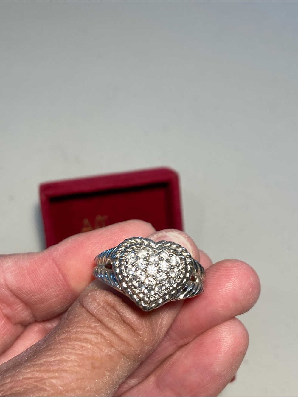 Judith Ripka Sterling Silver Heart Pavé CZ Statement Ring - Women's SZ 11 - Picture 5 of 9